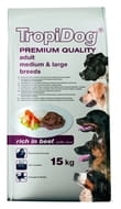 TROPIDOG PREMIUM ADULT M & L BEEF & RICE 15 KG
