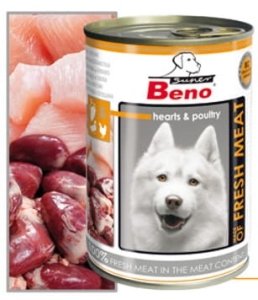 SUPER BENO FRESH MEAT DRÓB Z SERCAMI DLA PSA PUSZKA 400 g ( pies mięsna 70% ) 