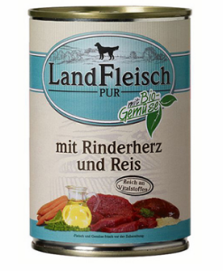 LAND FLEISCH SERCA WOŁOWE / RYŻ 400 G ( pies puszka )