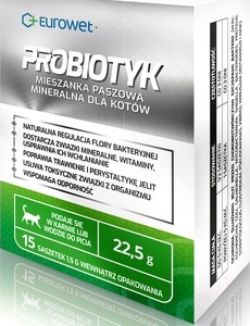 promo EUROWET PROBIOTYK ( JELITA ) KOT 15 x 1,5 g ( psy koty prebiotyk kultury bakteryjne )
