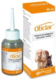 OTICLAR 50 ml + 30ml Gratis ( pies koty oto uszy psy otitis )