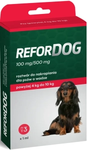 REFORDOG DLA PSÓW (100 MG + 500 MG) 4-10 KG 3 PIPETY X 1 ML