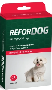 REFORDOG DLA PSÓW (40 MG/200 MG) 1,5-4 KG 3 PIPETY X 0,4 ML
