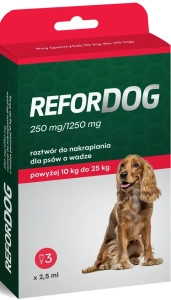 REFORDOG DLA PSÓW (250 MG + 1250 MG) 10-25 KG 3 PIPETY X 2,5 ML