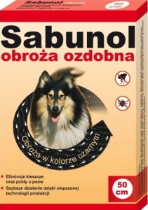 SABUNOL OBROŻA CZARNA DLA PSA 50 CM ( pchły kleszcze ektopasożyty )