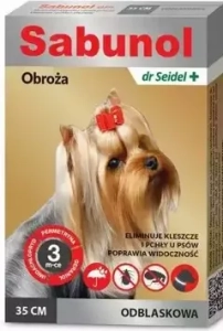 SABUNOL OBROŻA DLA PSA ODBLASKOWA 35 CM ( pies permetryna   psy ektopasożyty )