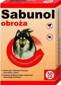 SABUNOL OBROŻA CZERWONA DLA PSA 50 CM ( pies pchły kleszcze ektopasożyty psy )