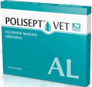 POLISEPT VET Z ALGINIANEM WAPNIA OPATRUNEK NA RANY 3 SZTUKI ( pies koty konie inne chłonny pochłaniający )