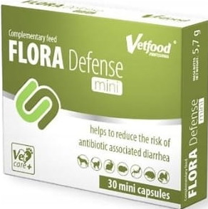  VETFOOD FLORA DEFENSE MINI 30 kaps ( pies symbiotyk psy koty probiotyk odporność )