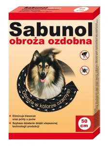 SABUNOL OBROŻA CZARNA DLA PSA 50 CM ( pchły kleszcze ektopasożyty )
