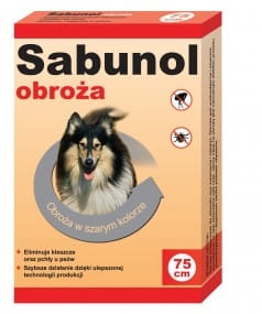 SABUNOL OBROŻA SZARA DLA PSA 75 cm ( pies  psy pchły kleszcze ektopasożyty )