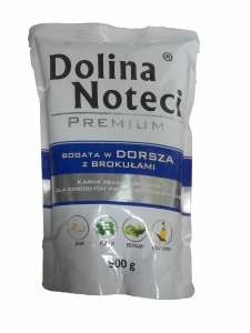 DOLINA NOTECI DORSZ Z BROKUŁAMI 500 G ( pies mokra karma rybna ryby  psy )
